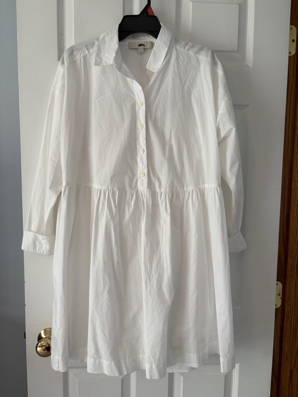 LOFT White Long Sleeve Button-Front Tunic Dress